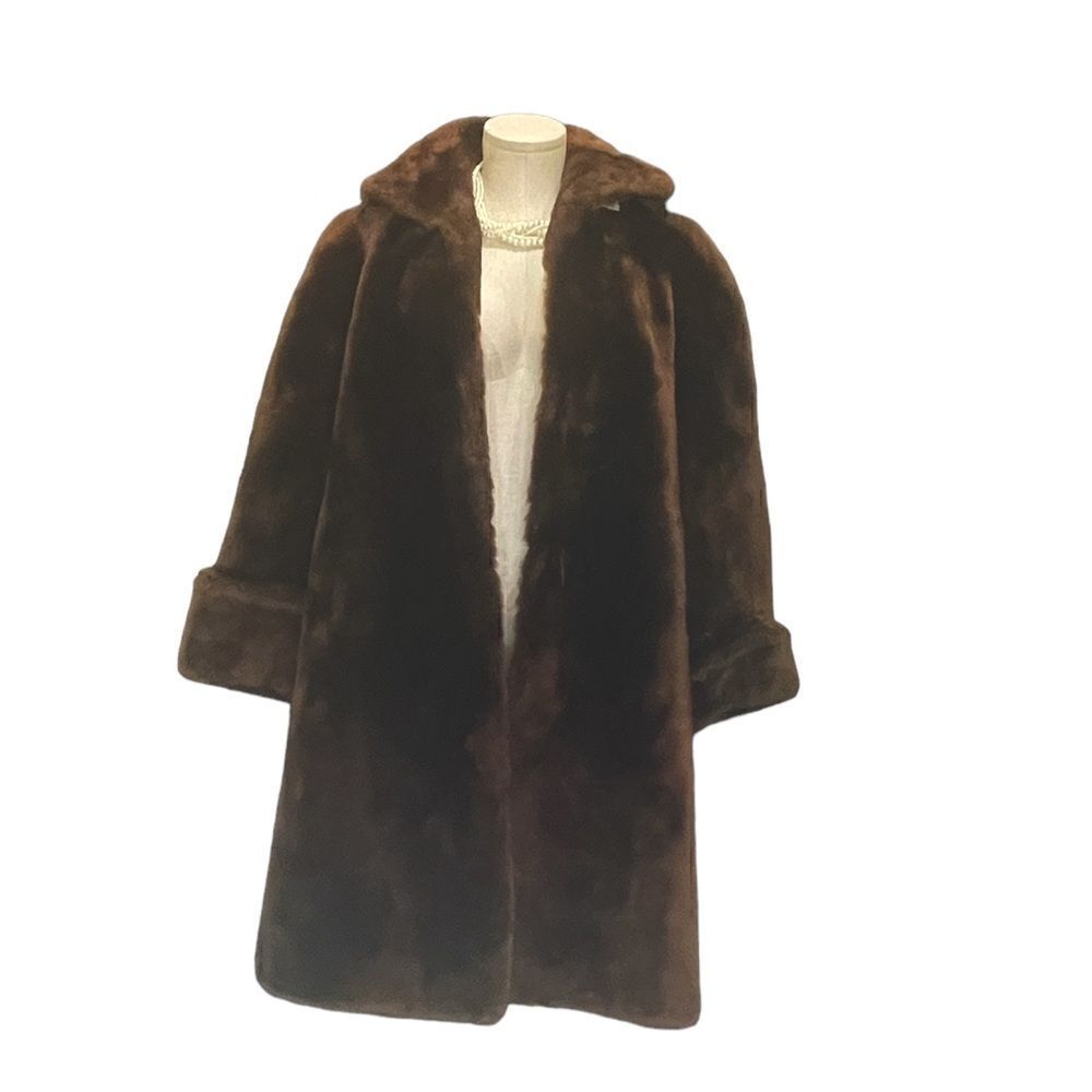 Cozy Vintage Chocolate Brown Faux Fur Coat by Elizabeth J Melvin